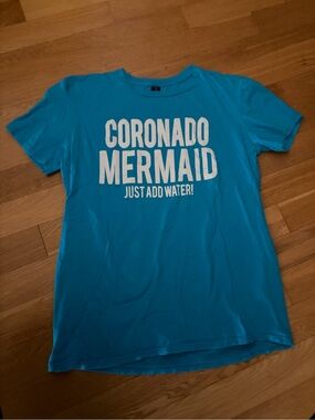 Coronado Mermaid Graphic Tee - Turquoise with White Print